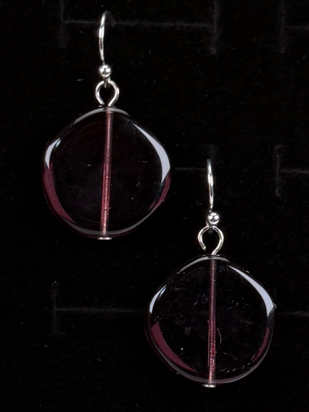 Bohemian chic Silvertone Purple pierced drop earrings